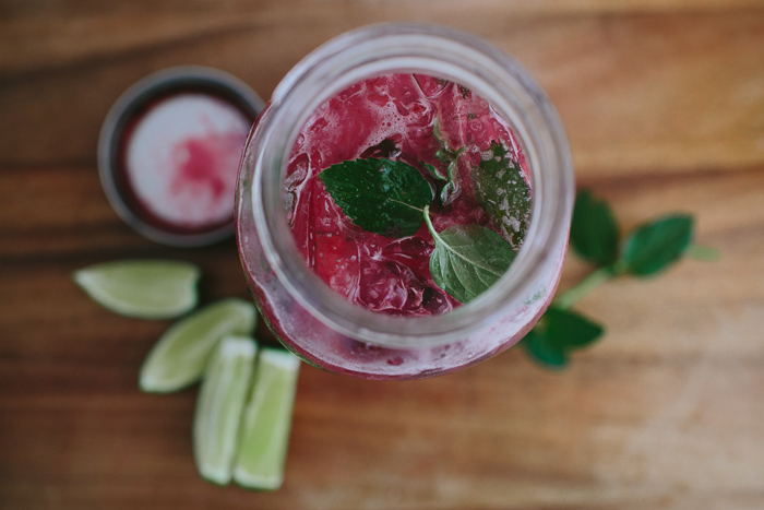 Pomegranate Cooler | Pomegranate Juice, Sparkling Water, Lime, Mint